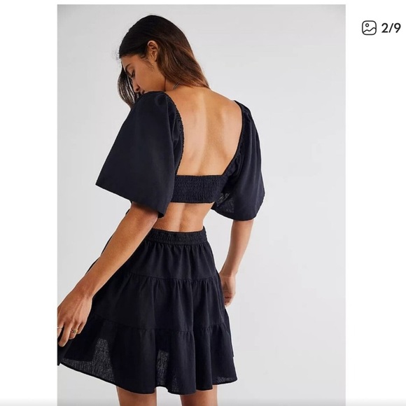 Leani Elegant Black Dress with Ruffled Sleeves size small. - Picture 8 of 9